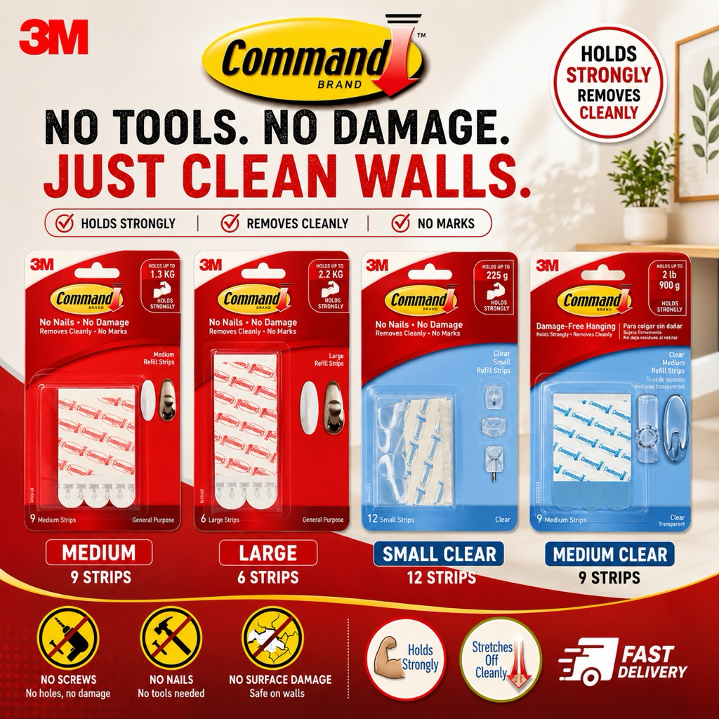 3M Command Refill Strips กาวติดผนัง