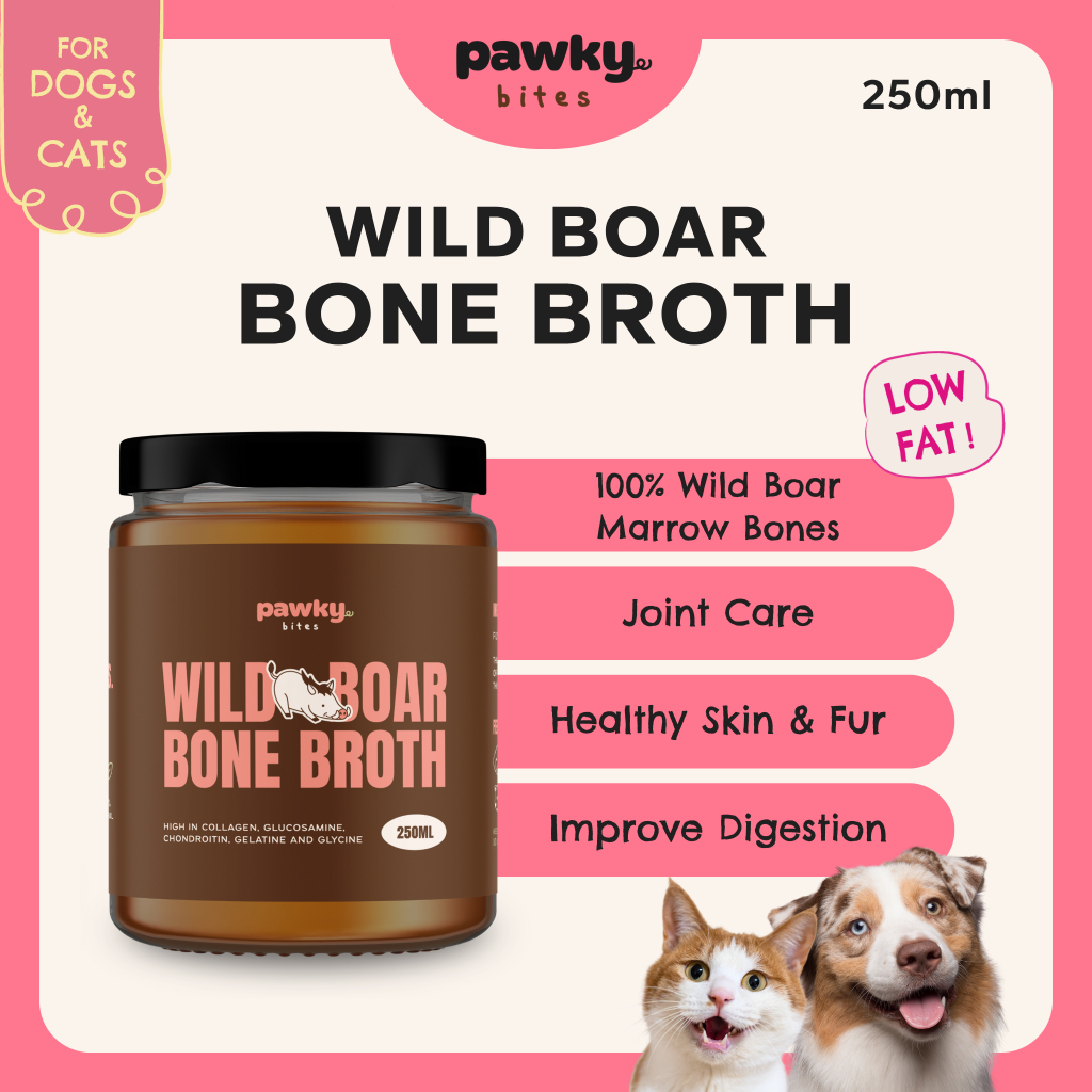 [อาหารสุนัขและแมว/ อาหารเสริม/ Meal Topper] Natural 100% Premium Wild Boar Bone Broth - Natural Coll