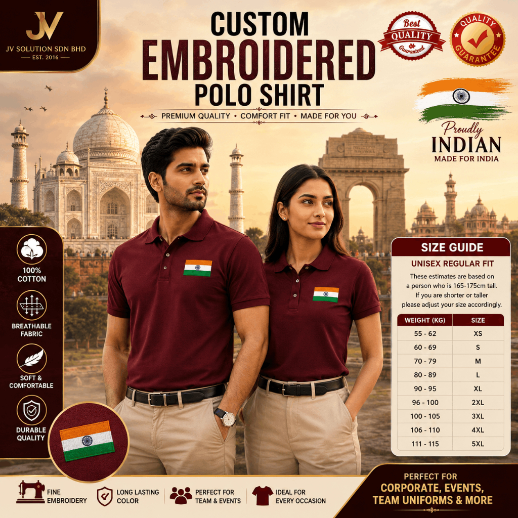HEBAT🔥 [SULAM] INDIA NATIONAL FLAG เสื้อโปโลผ้าฝ้ายพรีเมี่ยม 100%