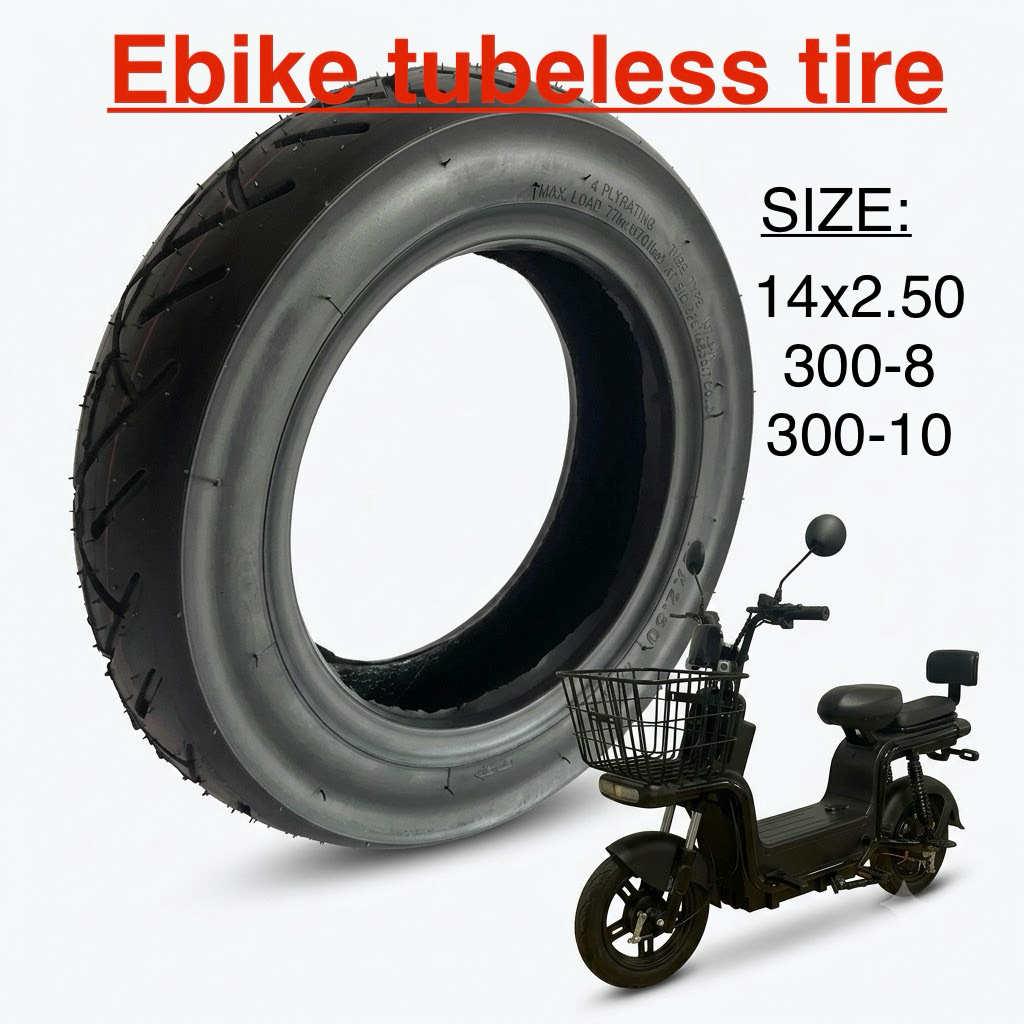 Ebike สกู๊ตเตอร์จักรยานยางแบบไม่มียาง 14x2.50 300-8 300-10