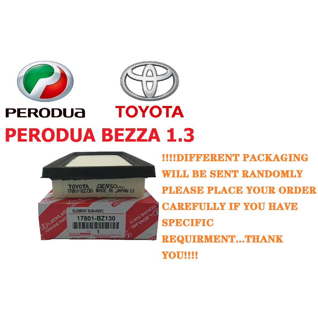 TOYOTA / DAIHATSU ENGINE AIR FILTER PENAPIS UDARA PERODUA BEZZA 1.3 17801-BZ130