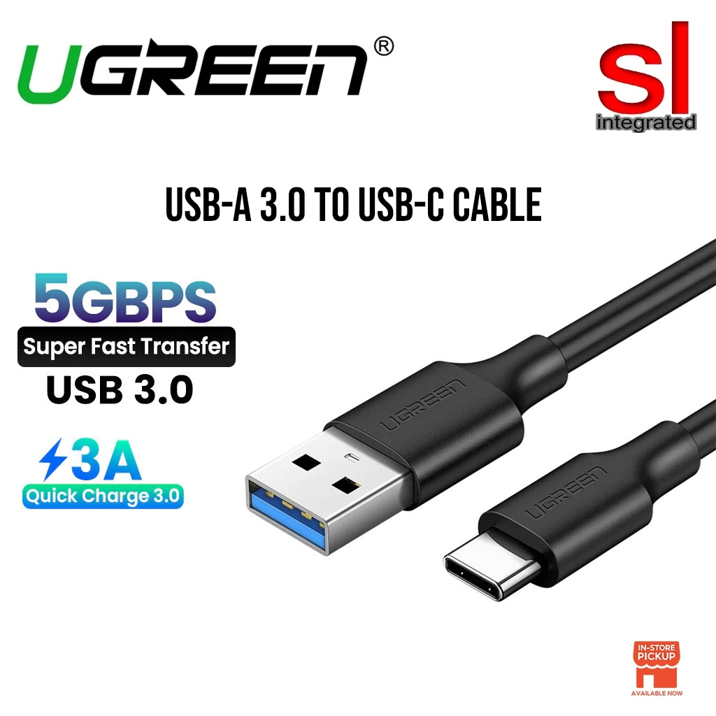 Ugreen สาย USB-A 3.0 เป็น USB-C NICKEL PLATING 5Gbps 3A Max