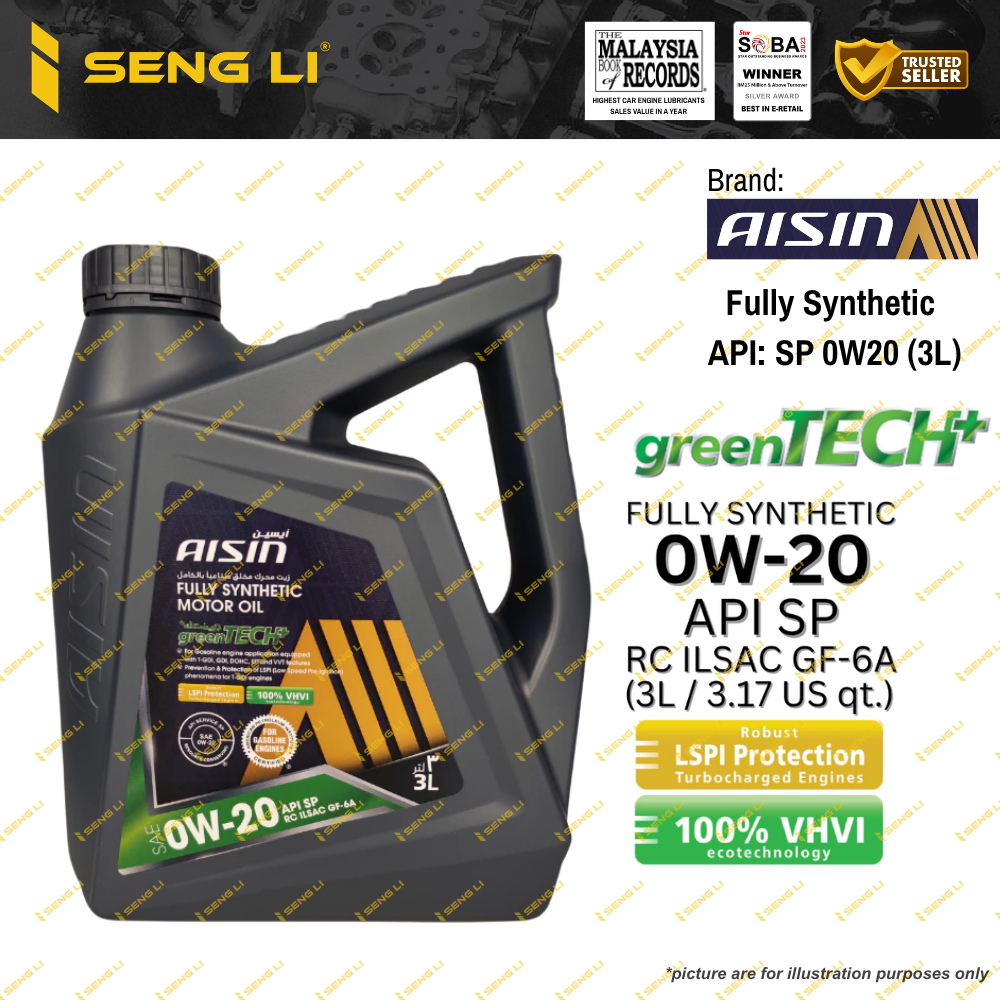 AISIN 0W20 FULLY SYNTHETIC ENGINE OIL 3LITER 4LITER