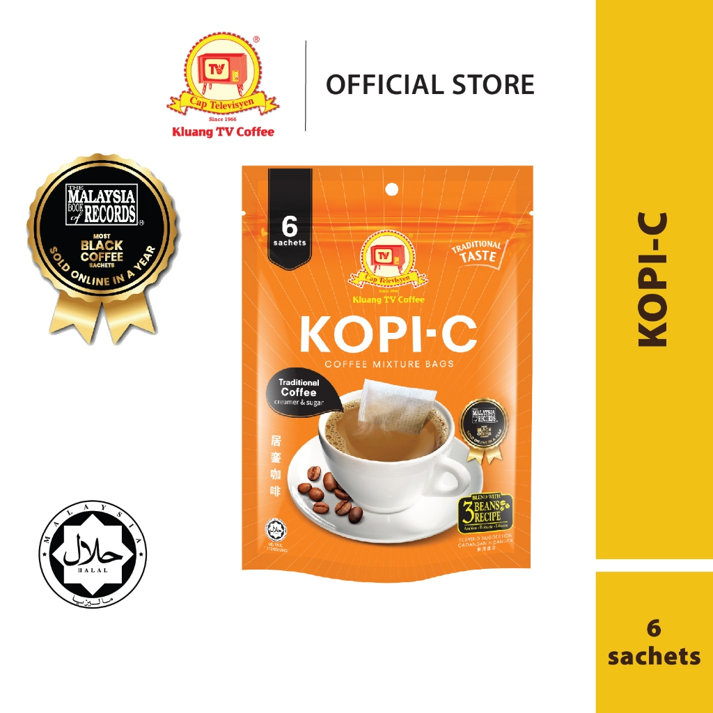 Klang Coffee Cap โทรทัศน์ Kopi-C (6 ซอง x 1 แพ็ค) Coffee C Klang Cap TV
