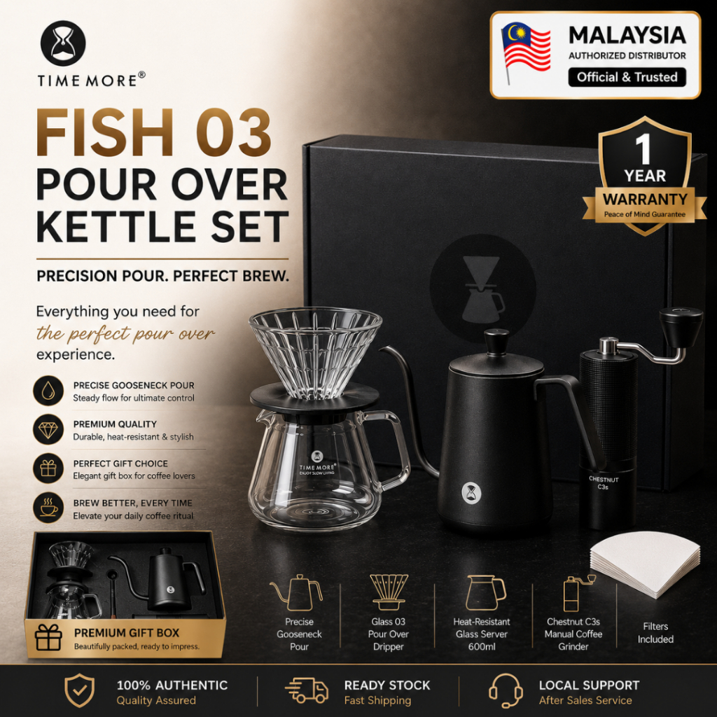 Timemore -C3s pour Over Set (C3s เครื่องบด + ปลา 03 กาต้มน้ํา/ปลาเยาวชน + หม้อกาแฟ + Dripper 01 + เค