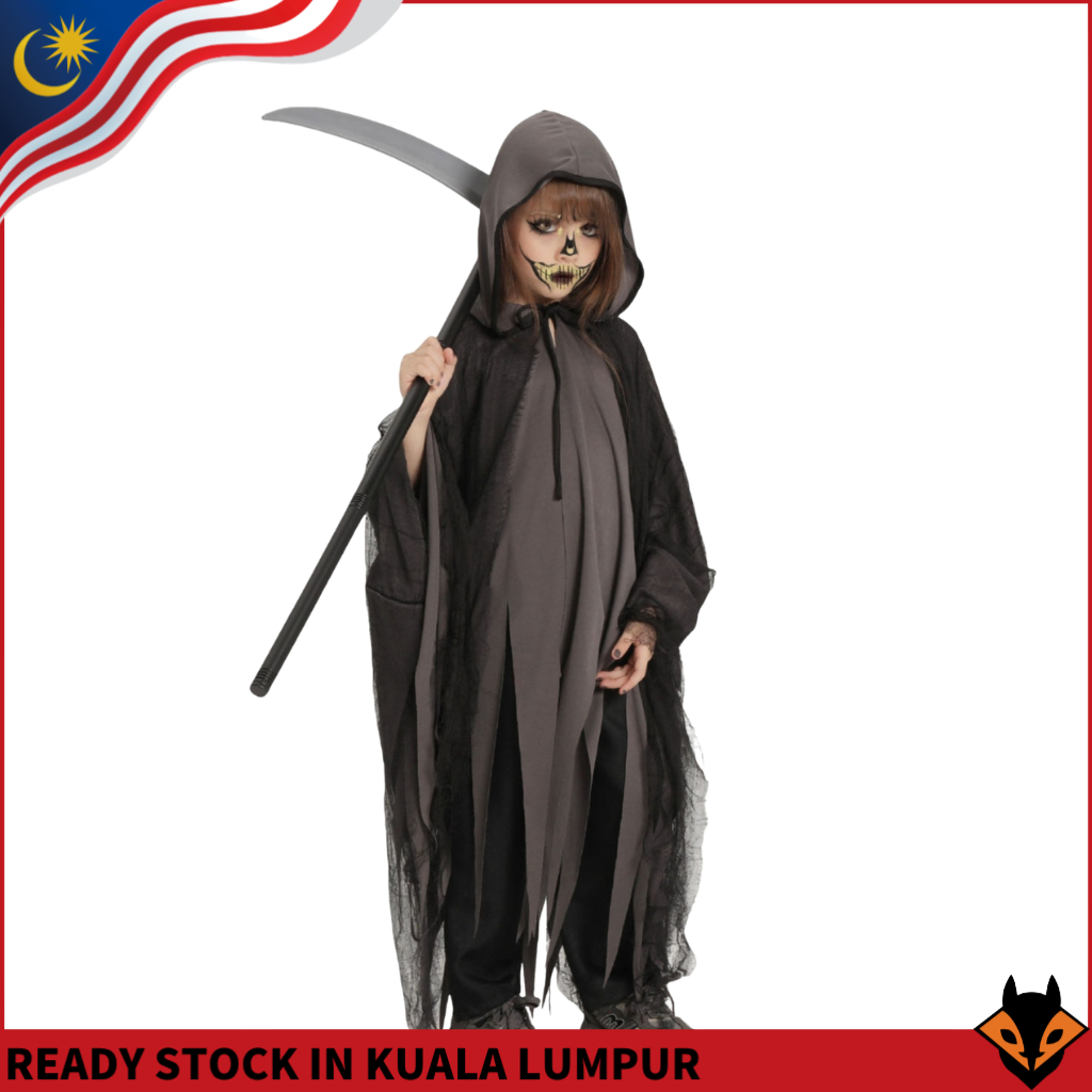 Kids Grim Reaper & Spooky Ghost Costume Set Halloween & Party Dress-Up Outfit