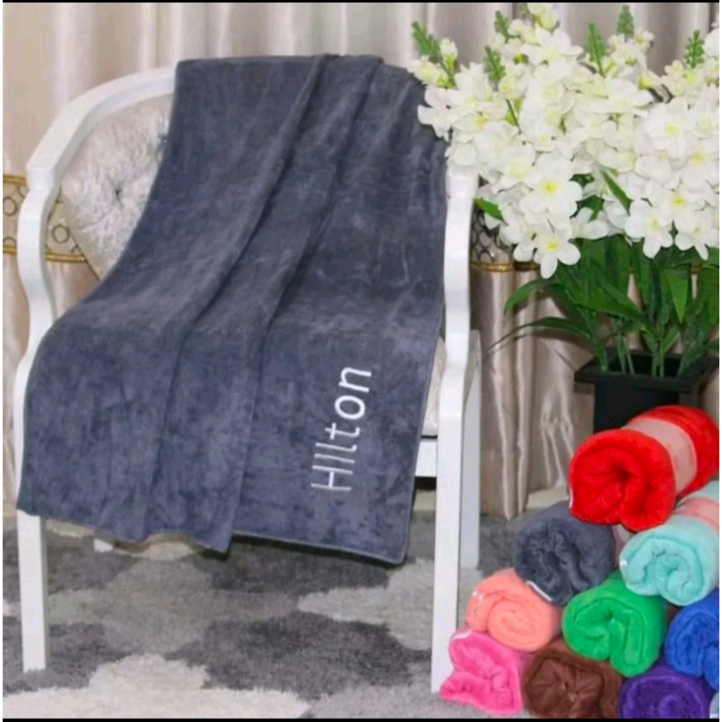 [พรีเมี่ยม] ผ้าเช็ดตัว Hilton ผ้าเช็ดตัวโรงแรมคุณภาพสูง Soft & Absorbent (70x140 ซม.) Tuala Mandi ผู