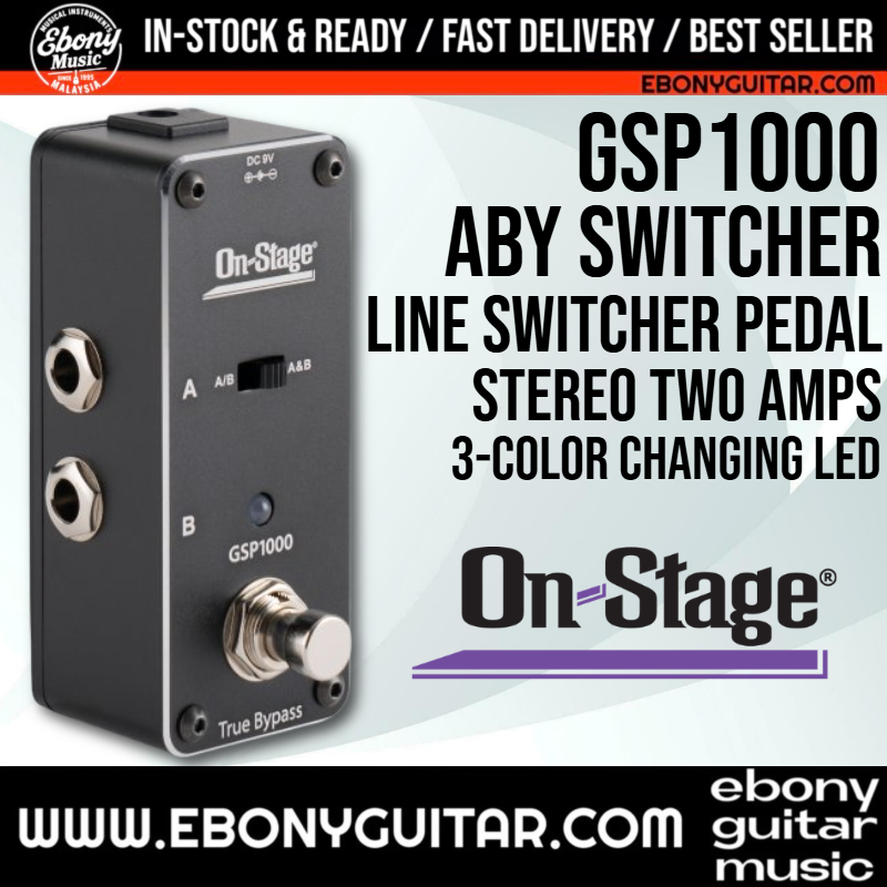 On Stage GSP1000 ABY Switcher Line Switcher Effect Pedal True Bypass A/B A+B Dual Amp Guitar Switche