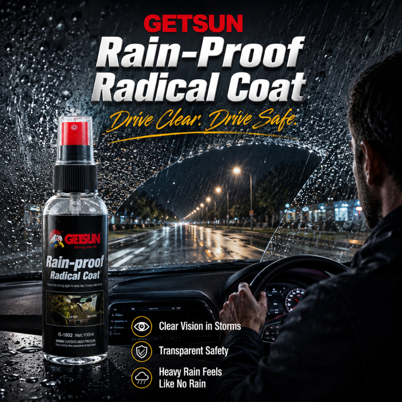 GETSUN Rain-Proof Radical Coat 100ml กระจกรถยนต์ Rain Repellent เคลือบกระจกแบบไฮโดรโฟบิก