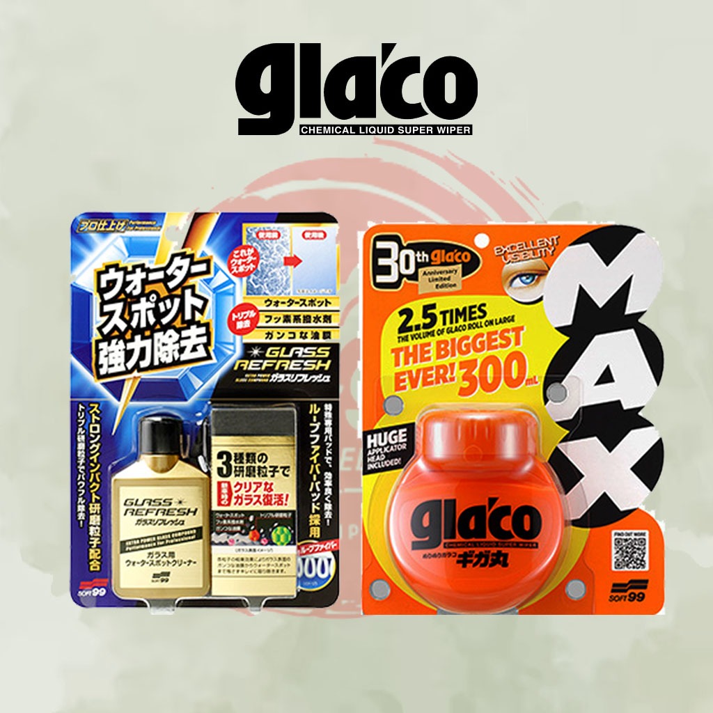 [Bundle&Save] Soft 99 Glass Stain Clean Oil Film & Watermark + Glaco Roll On Max Super Big Size