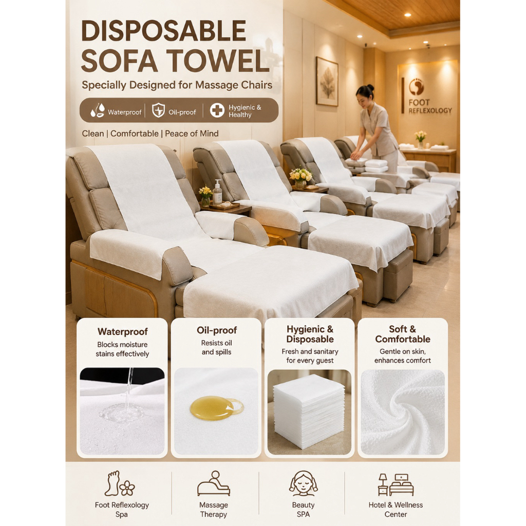 4 ชิ้นSet of Disposable Foot Therapy Sofa Towel กันลื่น