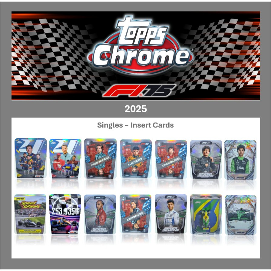 Topps Chrome Formula 1 2025 - ใส่การ์ด - Speed Wheels Ace Speed Demons Diamond Drive Top Speed 4 & M