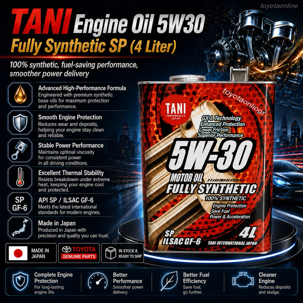 0W20 5W30 5W40 FULLY SYNTHETIC ENGINE OIL 4L TANI SP PAO ESTER Vellfire RX NX Cross Prius Hybird Toy
