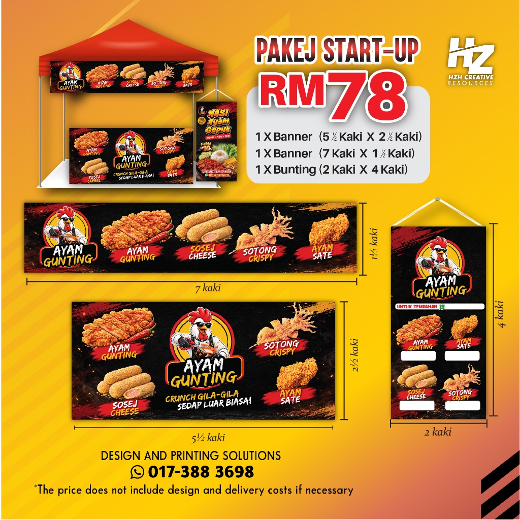 PAKEJ BANNER AYAM GUNTING / AYAM GORENG