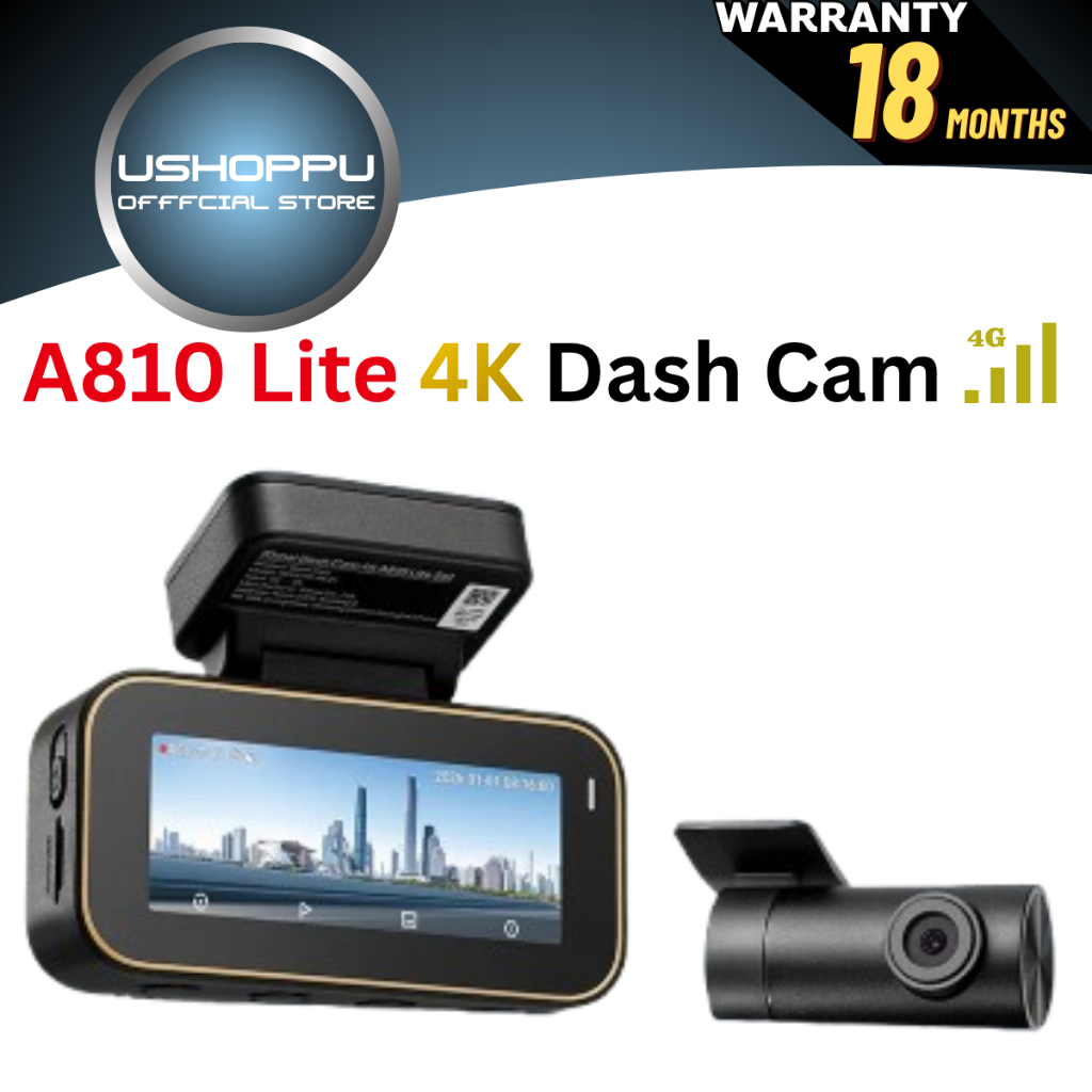[2026 ใหม่] 70mai A810 Lite ความละเอียด 4K + HDR 4G Connectivity Compact Size Supercapacitor App & V