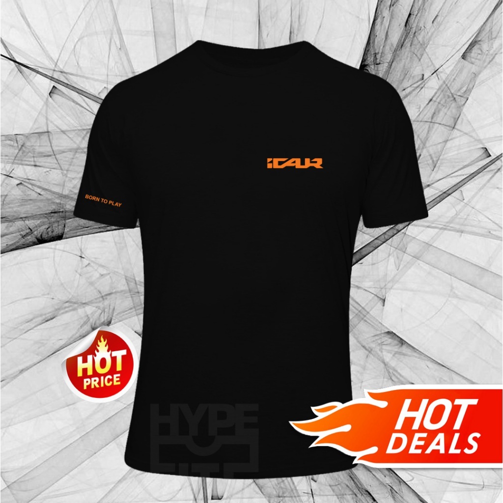 ใหม่ ICAUR I-CAUR I CAUR Born Play โลโก้ V23 03 EV รถเสื้อยืด Tee ผ้าฝ้าย 160GSM Unisex แขนสั้น SS