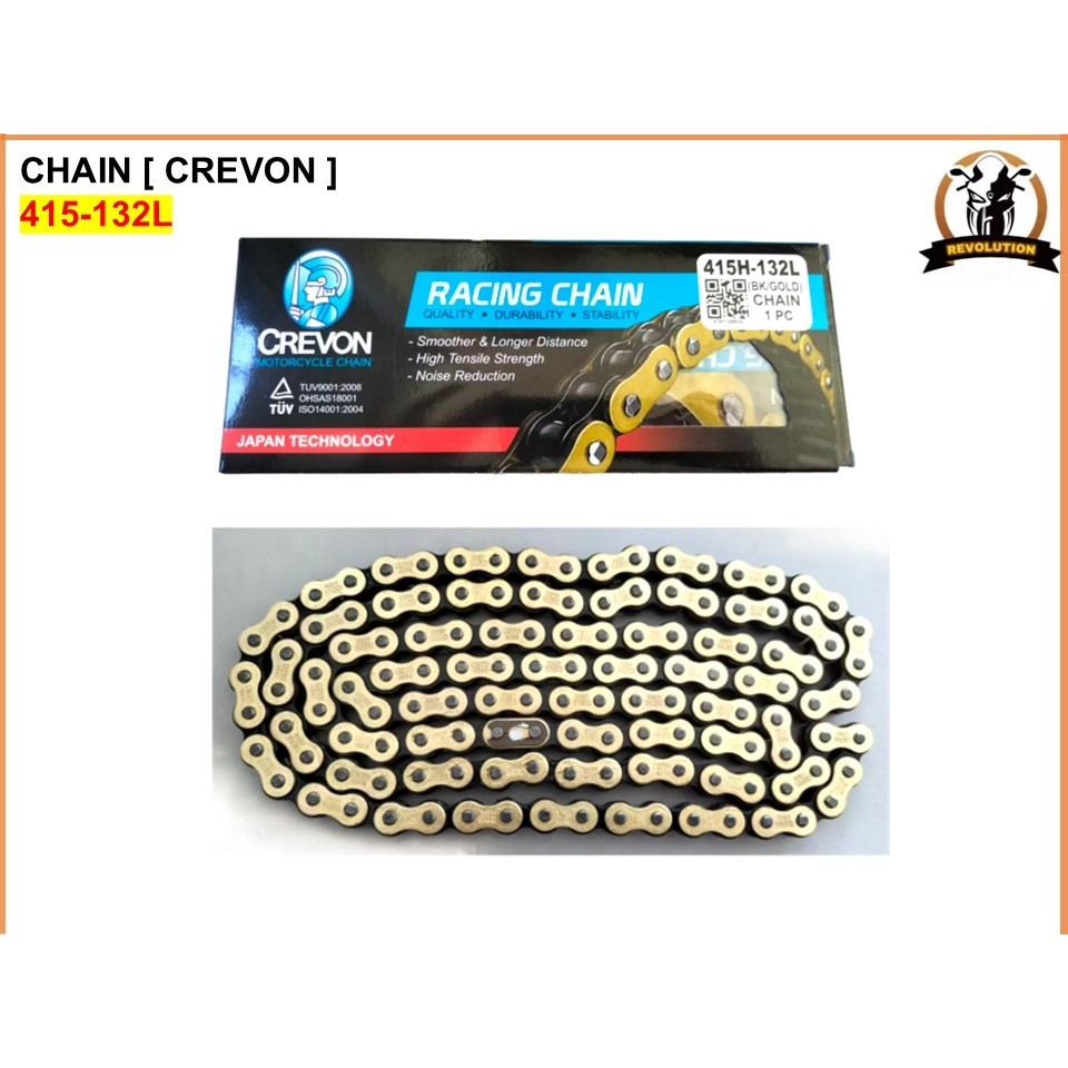 HEAVY DUTY GOLD CHAIN RANTAI 415 GOL EMAS RACING CHAIN CREWON 132L 415H
