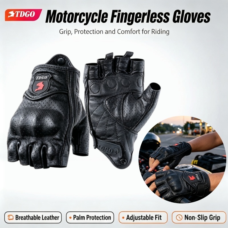 Half Finger Riding Gloves Motorcycle Safety Hand Protection Touring Gloves Slider Leather TDGO 手套