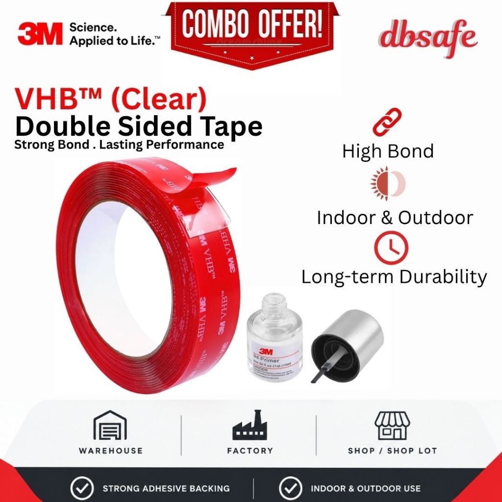 [ข้อเสนอคอมโบ] 3M 4910 VHB Tape Clear + Primer 94 (10ml)
