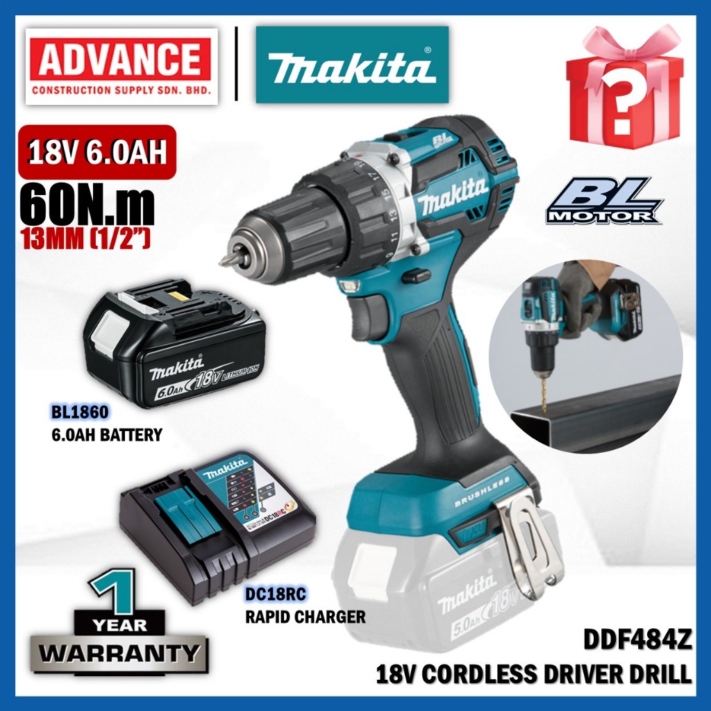 MAKITA DDF484Z 18V สว่านไดร์เวอร์ไร้สาย 13MM (1/2")
