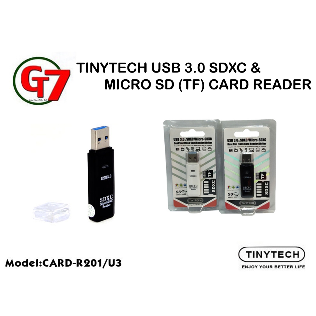 TINYTECH USB 3.0 SDXC & MICRO SD (TF) CARD READER (CARD-R201/U3)