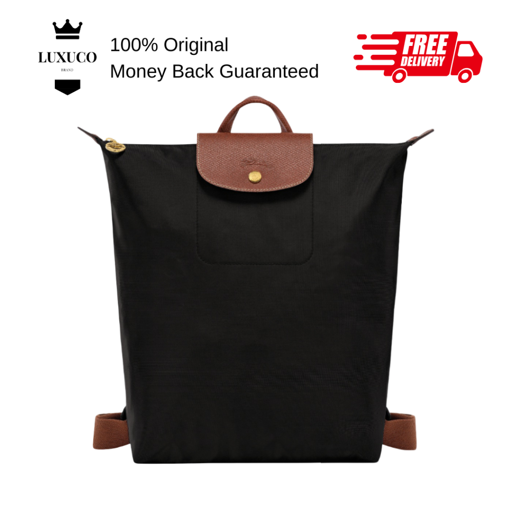 [Luxuco] Longchamp Le Pliage M Backpack สีดํา