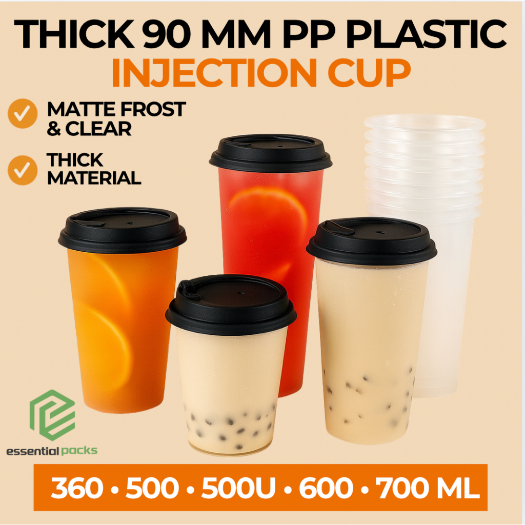 [THICK QUALITY] 25 ชิ้นถ้วยพลาสติก PP ถ้วยฉีด PP แบบใช้แล้วทิ้งถ้วย PP พลาสติกใส / ด้าน