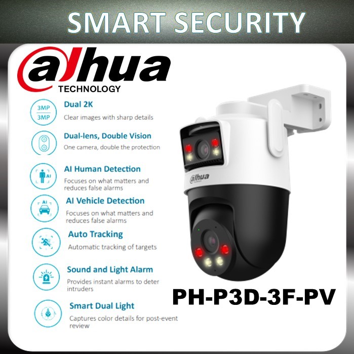 DAHUA กล้อง WIFI เลนส์คู่ OUTDDOOR 3MP/5MP WIRELESS NETWOTK PT 360 แพน/เอียง กล้องพูดคุยสองทาง P3D-3