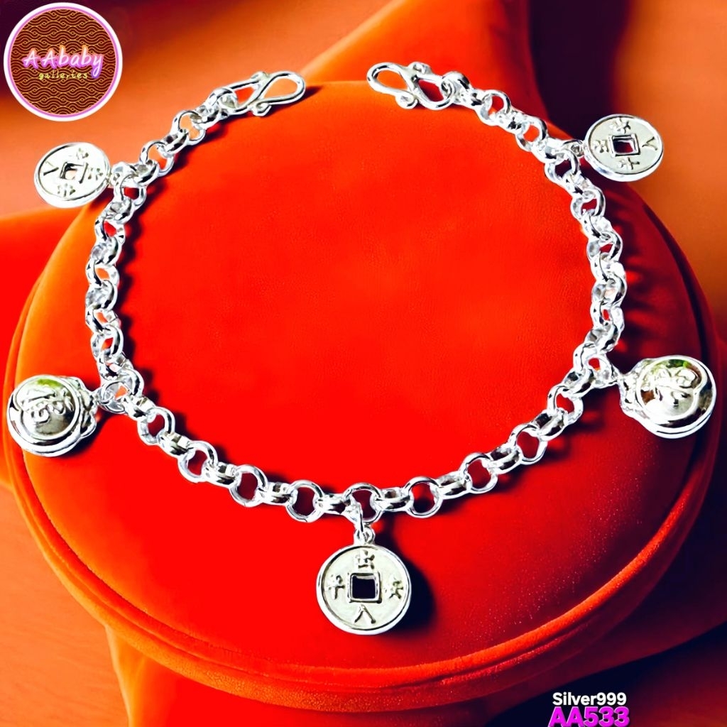 🌈AAbaby Galleries AA533 Baby S999 Silver Anklet Bracelet 宝宝儿童脚链 Rantai Kaki/Gelang Bayi