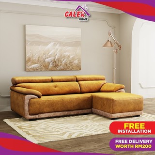 Caler Home Paxton Modern L Shape Marble Velvet Sofa