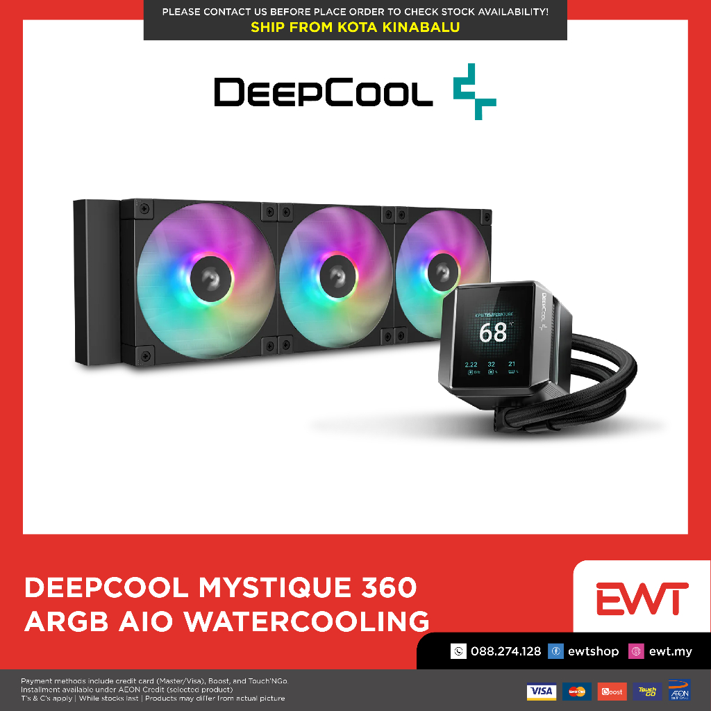 DEEPCOOL MYSTIQUE 360 ARGB AIO WATERCOOLING สีดํา