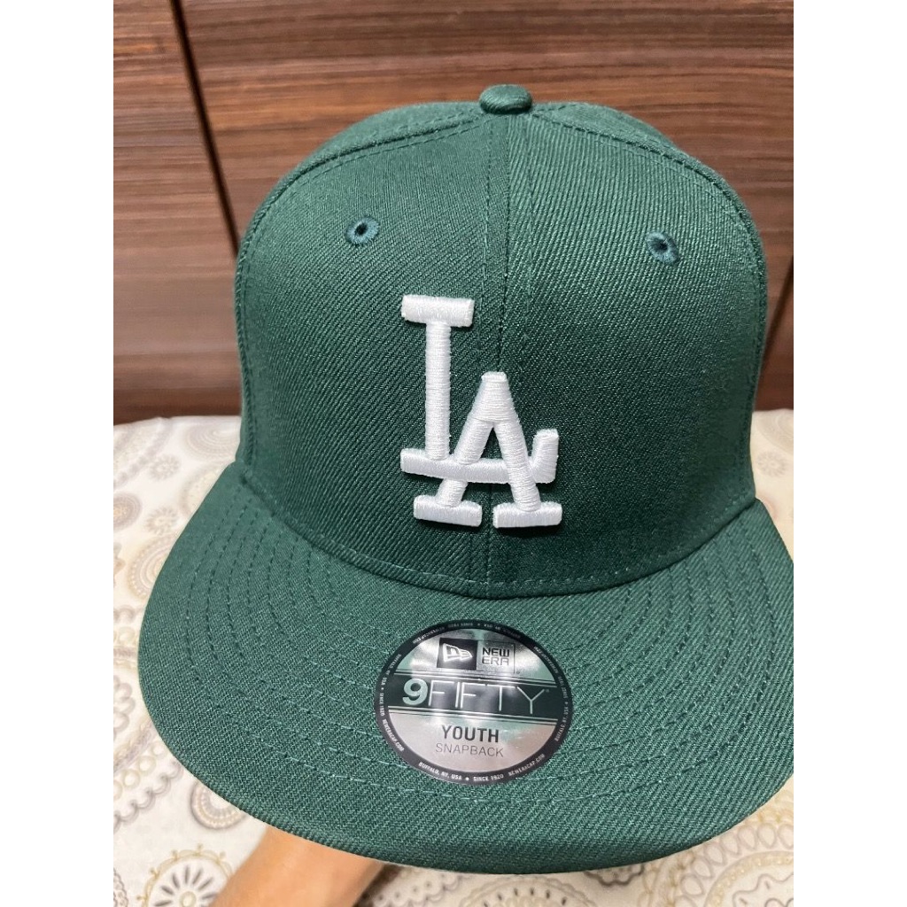 NE Youth 9 Fifty Forest Green LA Dodgers หมวกเบสบอล Snapback แบบปรับได้ (52-55.8ซม.)