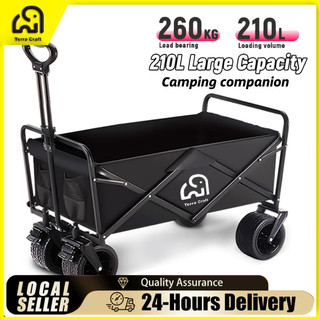 🔥Ready Stock🔥 Outdoor Trolley Foldable Wagon TrolleyWagon Tool truck portable Shopping Camping cart With Storage 😊