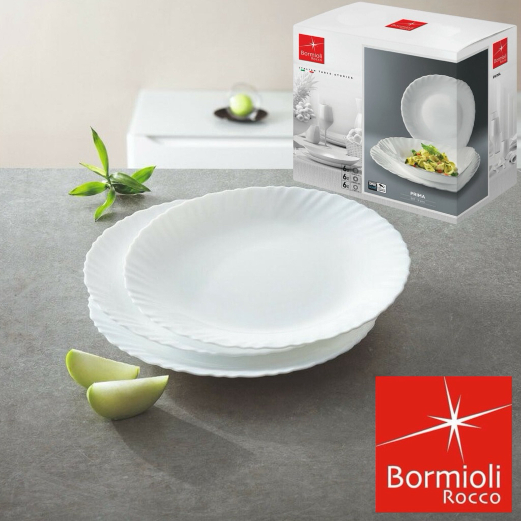 PRIMA SERIES OPAL 20 ซม.จานขนม (6 ชิ้น) Bormioli Rocco Tempered Opal Glassware ชุดรับประทานอาหาร C2B