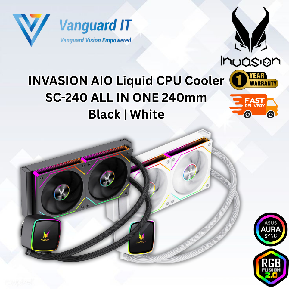 INVASION SC-240 YZ-240 240mm AIO CPU Liquid Cooler [ดํา/ขาว]