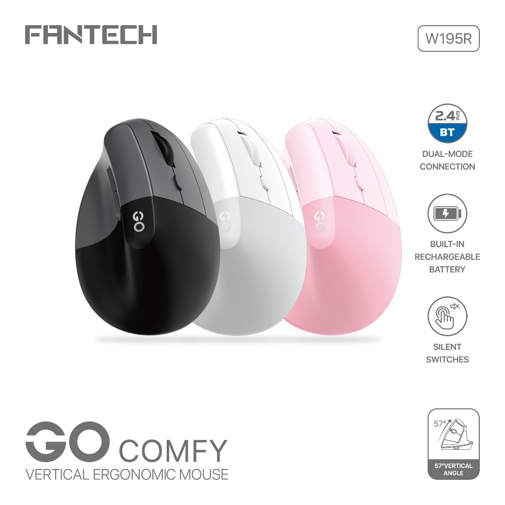 FANTECH W195R GO COMFY VERTICAL ERGONOMIC เมาส์