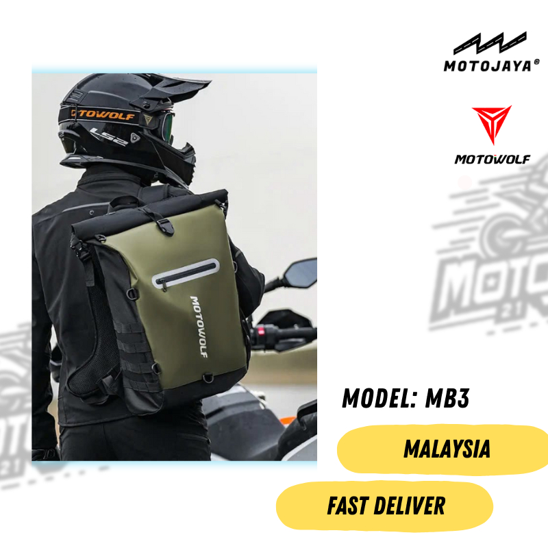 Motowolf MB3 กระเป๋าขี่กันน้ํา 30L Beg Helmet Galas Kalis Air Hujan