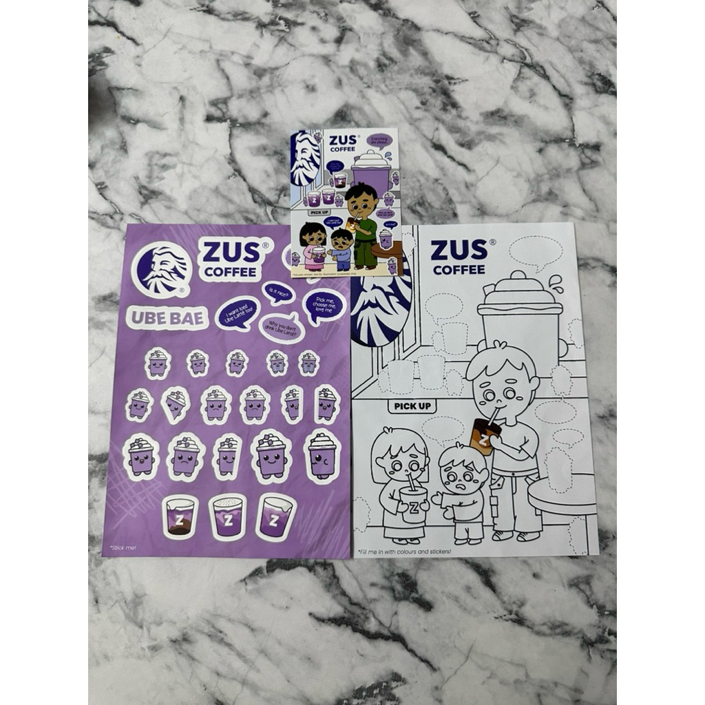 ZUS Coffee Ube Sticker & Coouring Set