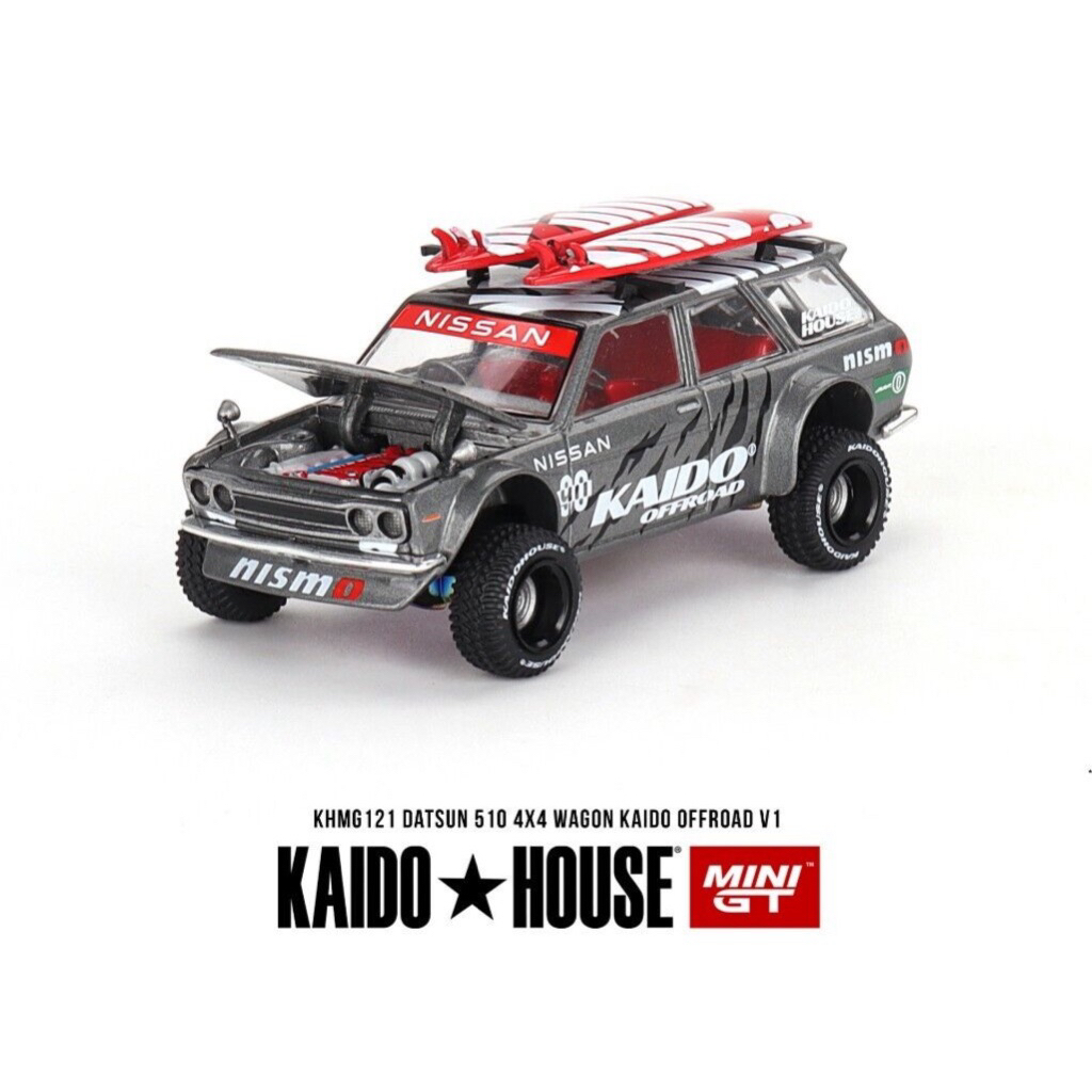(STANDARD/CHASE) MINI GT X KAIDO HOUSE 1/64 KHMG121 DATSUN KAIDO 510 WAGON 4x4 KAIDO OFFROAD V1 SILV