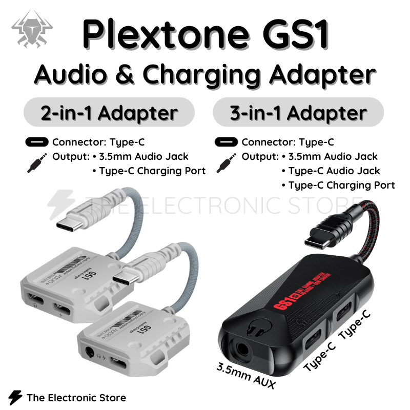 PLEXTONE GS1 2in1/ 3in1 Type-C ถึง 3.5 มม.AUX อะแดปเตอร์ 60W Fast Charging Hi-Res Audio การ์ดเสียง C
