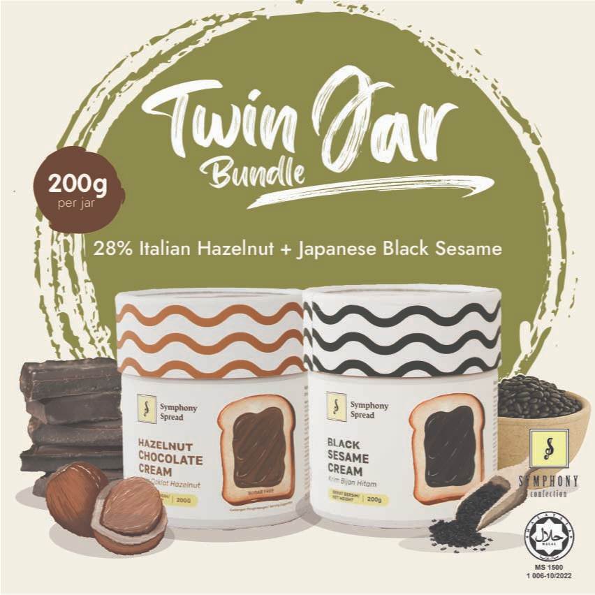 [TWIN JAR - MIX & MATCH] SYMPHONY Spread (2x 200g) เฮเซลนัท / มัทฉะ / ดาร์กช็อกโกแลต / งา