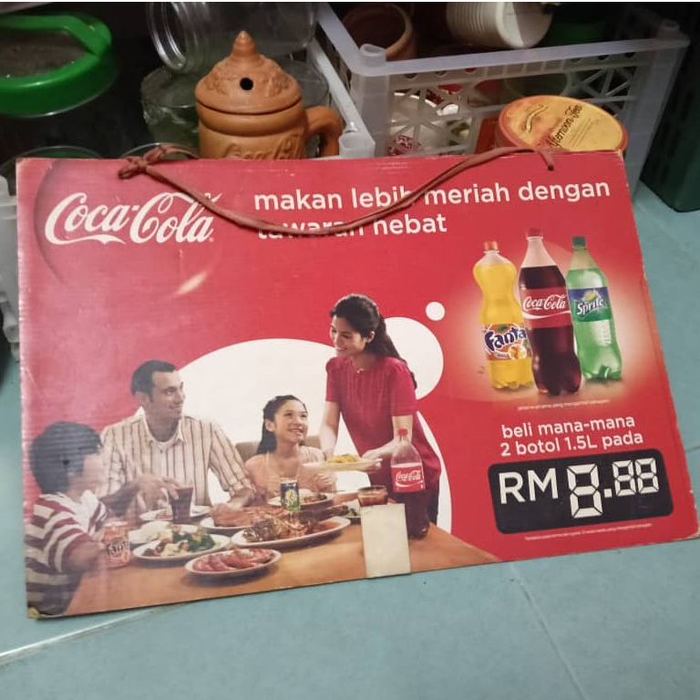 ป้ายส่งเสริมโฆษณาโคคาโคล่า/ป้ายโฆษณา coca cola/iklan coca Cola