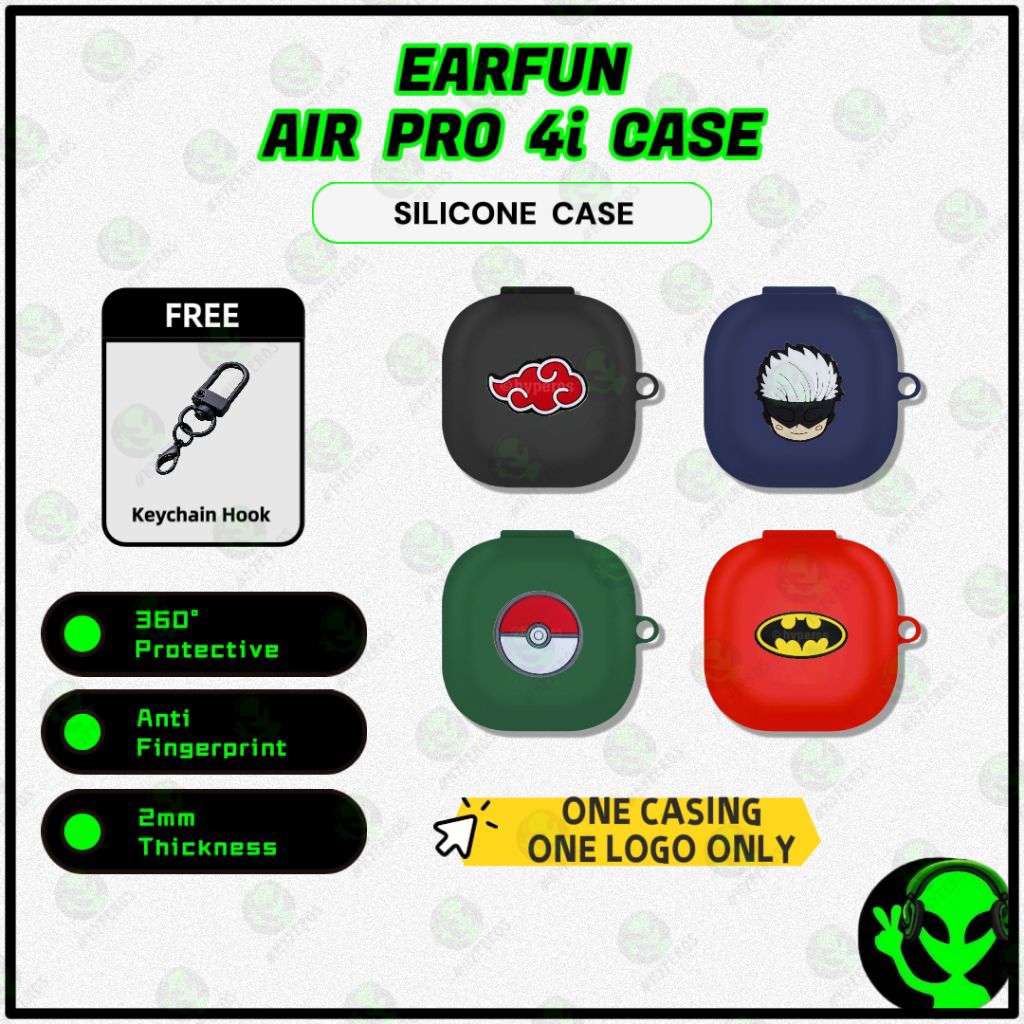 ALIEN STUDIO EarFun Air Pro 4i Case 3D สไตล์เคสซิลิโคนระดับพรีเมียม + ปากกาทําความสะอาด + เชือกเส้นเ