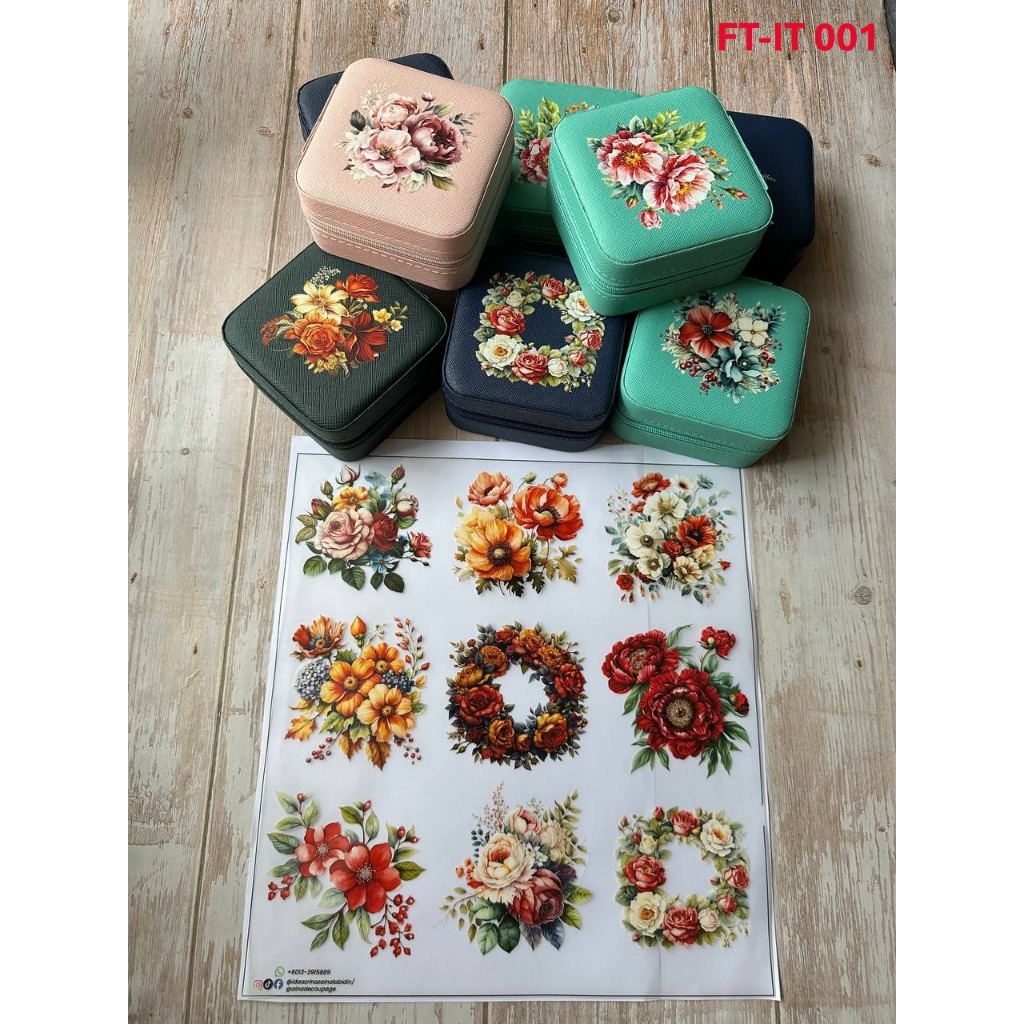 IMAGE TRANSFER / FABRIC TRANSFER สําหรับ Art & Craft (1 ชุดประกอบด้วย 9 ดอก)