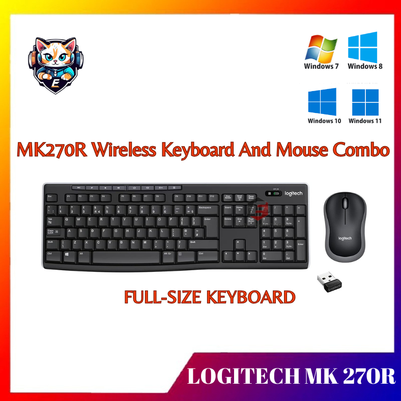 คีย์บอร์ดและเมาส์ไร้สาย Logitech MK270R MK270 (920-003381 920-006314)