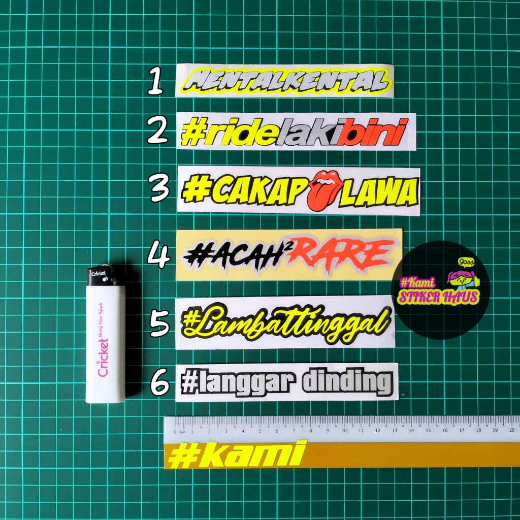 สติ๊กเกอร์ตัดทับซ้อนกันสะท้อนแสงเรืองแสง Ayat Perkataan MentalKental/ CakapLawa/ Acah2Rare/ LambatTi