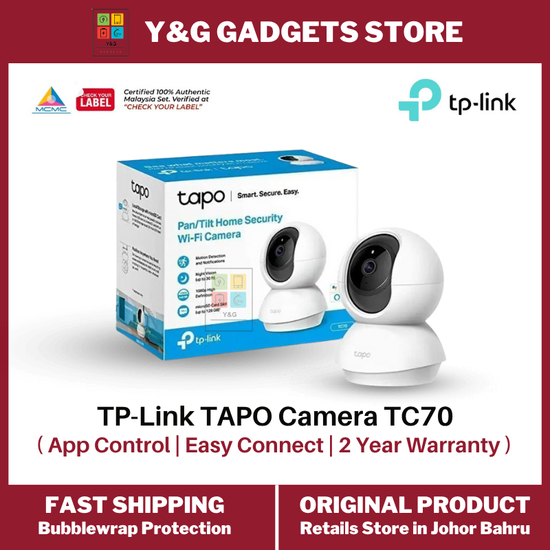 TP-Link Tapo TC70 กล้องวงจรปิด WiFi ในร่ม 2MP HD กล้องอัจฉริยะ AI Motion Camera Warrant โดย TP-Link