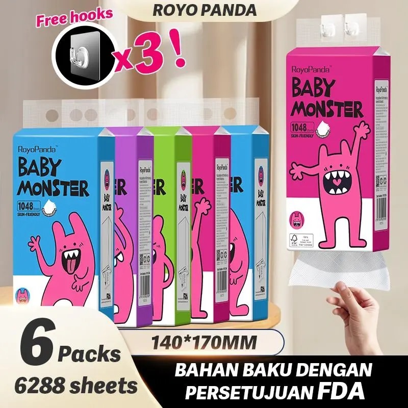 BABY MONSTER แขวน TISSUE FACIAL TISSUE TOU GANTUNG VIRAL 4 ชั้น 6288SHEETS/แพ็ค