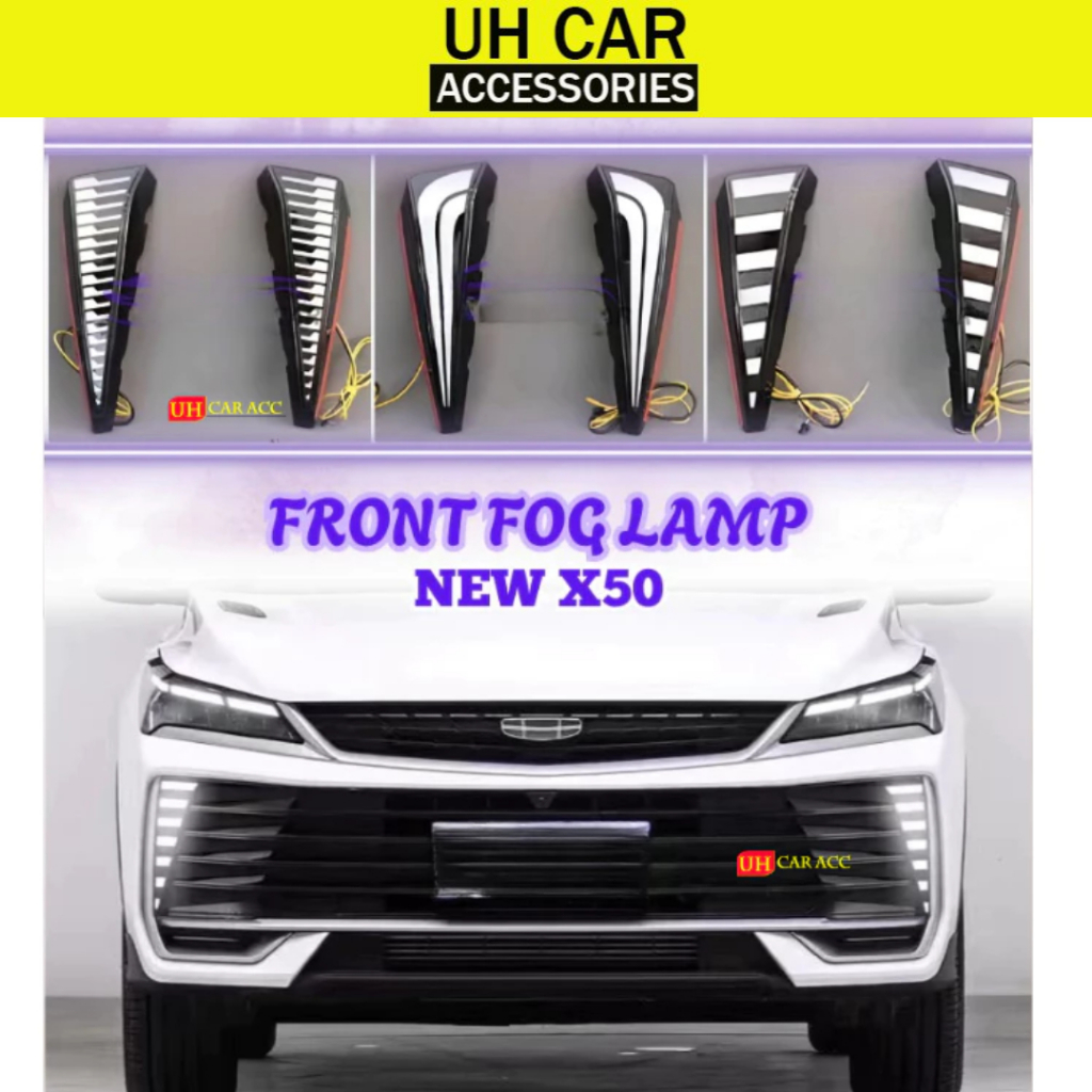 PROTON X50 FACELIFT 2025 ด้านหน้า BUMPER FOG LAMP LED COVER DAYLIGHT DRL