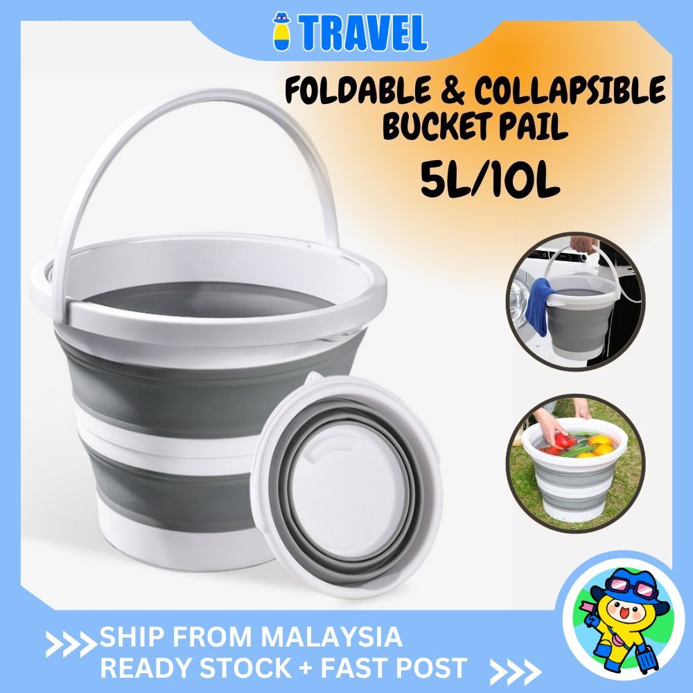 ITRAVEL 2292 พับพับถัง Pail น้ําซักผ้าทําความสะอาด Tong Baldi Lipat